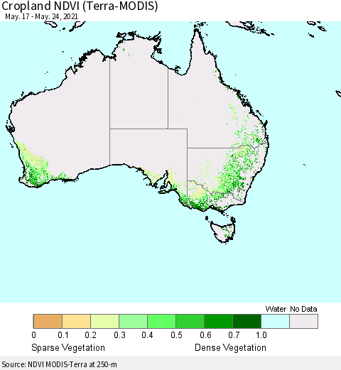 Australia Cropland NDVI (Terra-MODIS) Thematic Map For 5/17/2021 - 5/24/2021