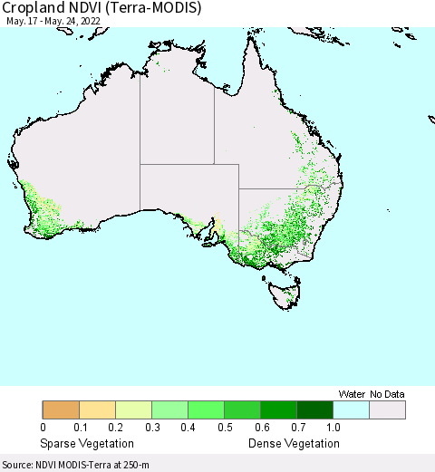 Australia Cropland NDVI (Terra-MODIS) Thematic Map For 5/17/2022 - 5/24/2022