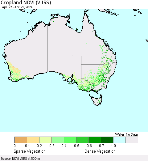 Australia Cropland NDVI (VIIRS) Thematic Map For 4/22/2024 - 4/29/2024