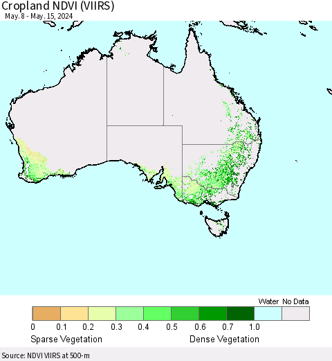 Australia Cropland NDVI (VIIRS) Thematic Map For 5/8/2024 - 5/15/2024