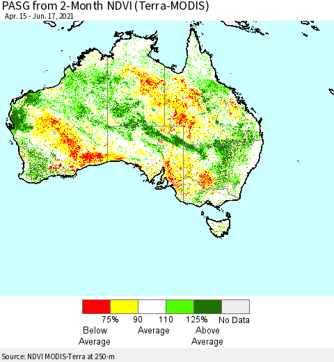 Australia PASG from 2-Month NDVI (Terra-MODIS) Thematic Map For 6/10/2021 - 6/17/2021