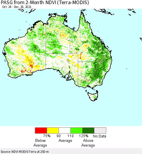 Australia PASG from 2-Month NDVI (Terra-MODIS) Thematic Map For 12/19/2021 - 12/26/2021