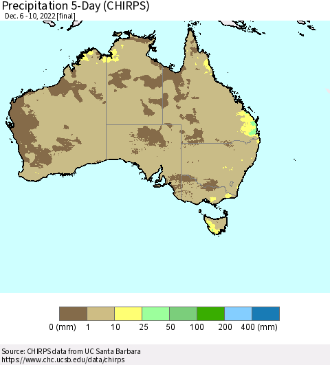 Australia Precipitation 5-Day (CHIRPS) Thematic Map For 12/6/2022 - 12/10/2022