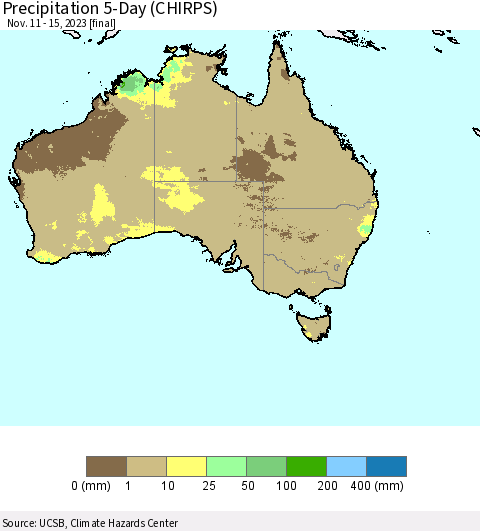Australia Precipitation 5-Day (CHIRPS) Thematic Map For 11/11/2023 - 11/15/2023