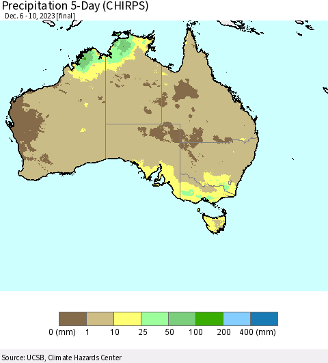 Australia Precipitation 5-Day (CHIRPS) Thematic Map For 12/6/2023 - 12/10/2023