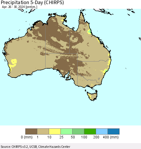 Australia Precipitation 5-Day (CHIRPS) Thematic Map For 4/26/2024 - 4/30/2024