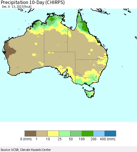 Australia Precipitation 10-Day (CHIRPS) Thematic Map For 12/6/2023 - 12/15/2023