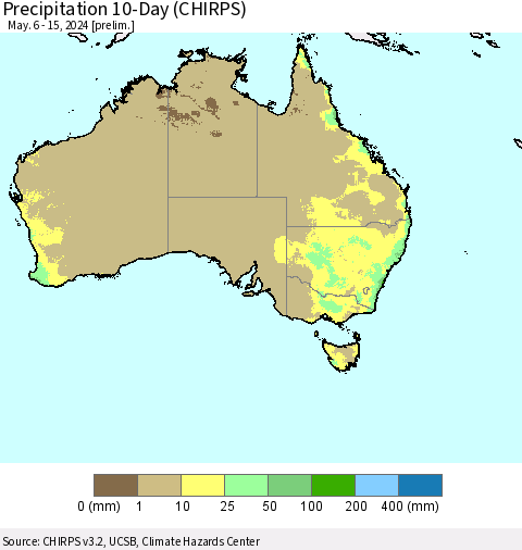 Australia Precipitation 10-Day (CHIRPS) Thematic Map For 5/6/2024 - 5/15/2024