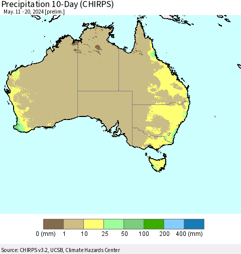 Australia Precipitation 10-Day (CHIRPS) Thematic Map For 5/11/2024 - 5/20/2024