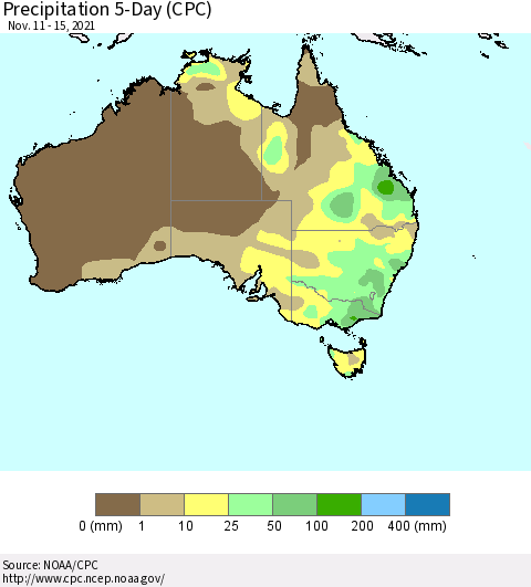 Australia Precipitation 5-Day (CPC) Thematic Map For 11/11/2021 - 11/15/2021