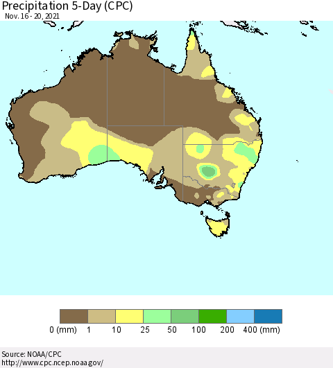 Australia Precipitation 5-Day (CPC) Thematic Map For 11/16/2021 - 11/20/2021