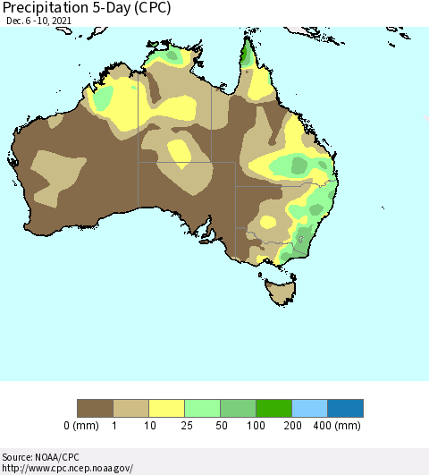 Australia Precipitation 5-Day (CPC) Thematic Map For 12/6/2021 - 12/10/2021
