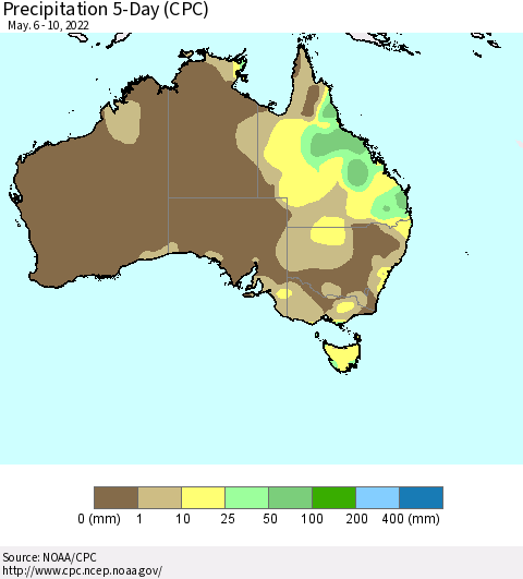 Australia Precipitation 5-Day (CPC) Thematic Map For 5/6/2022 - 5/10/2022