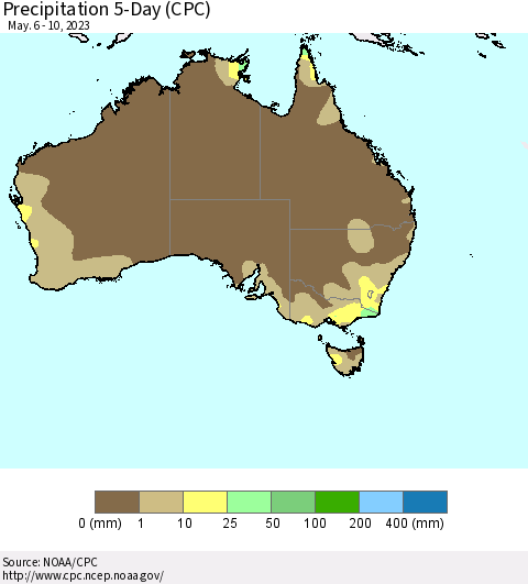 Australia Precipitation 5-Day (CPC) Thematic Map For 5/6/2023 - 5/10/2023