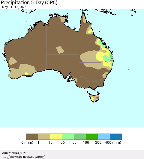 Australia Precipitation 5-Day (CPC) Thematic Map For 5/11/2023 - 5/15/2023