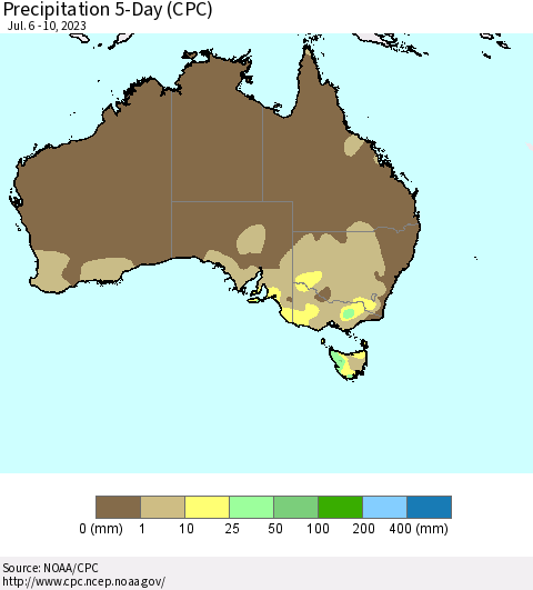 Australia Precipitation 5-Day (CPC) Thematic Map For 7/6/2023 - 7/10/2023