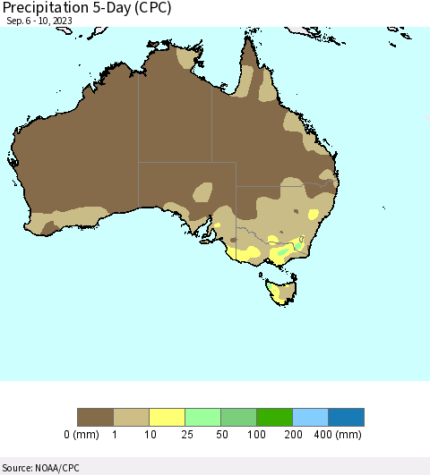 Australia Precipitation 5-Day (CPC) Thematic Map For 9/6/2023 - 9/10/2023