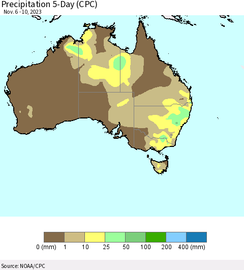 Australia Precipitation 5-Day (CPC) Thematic Map For 11/6/2023 - 11/10/2023