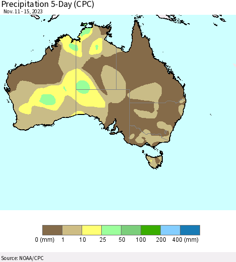 Australia Precipitation 5-Day (CPC) Thematic Map For 11/11/2023 - 11/15/2023