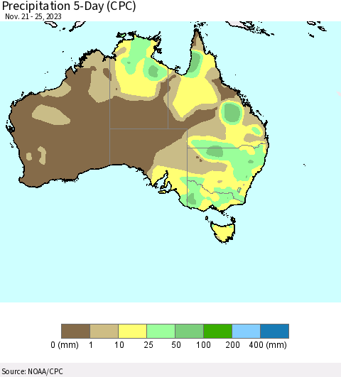 Australia Precipitation 5-Day (CPC) Thematic Map For 11/21/2023 - 11/25/2023