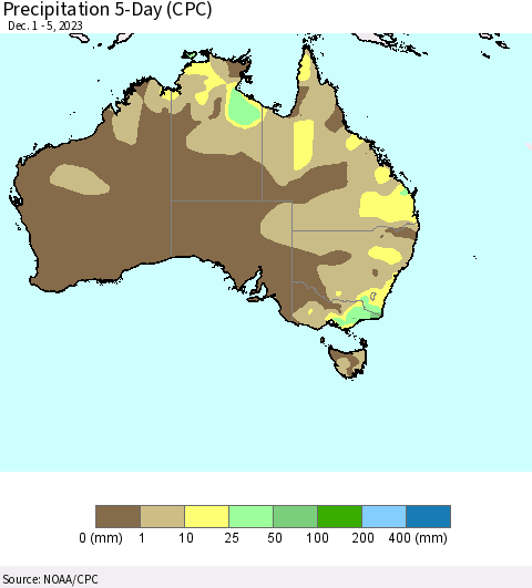 Australia Precipitation 5-Day (CPC) Thematic Map For 12/1/2023 - 12/5/2023