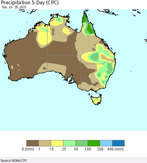 Australia Precipitation 5-Day (CPC) Thematic Map For 12/16/2023 - 12/20/2023