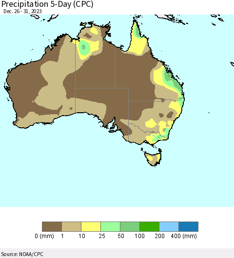 Australia Precipitation 5-Day (CPC) Thematic Map For 12/26/2023 - 12/31/2023
