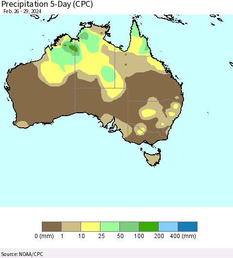 Australia Precipitation 5-Day (CPC) Thematic Map For 2/26/2024 - 2/29/2024