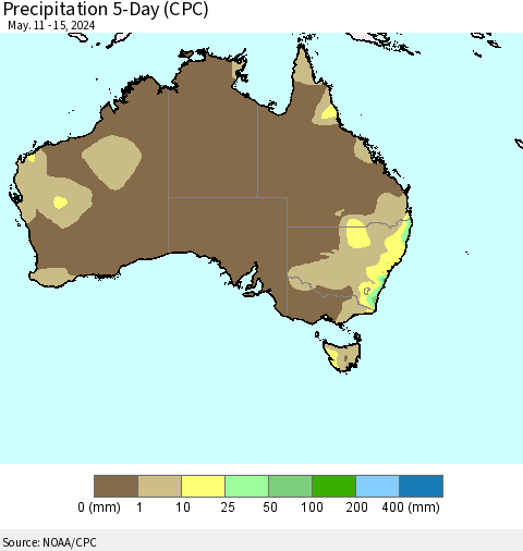 Australia Precipitation 5-Day (CPC) Thematic Map For 5/11/2024 - 5/15/2024