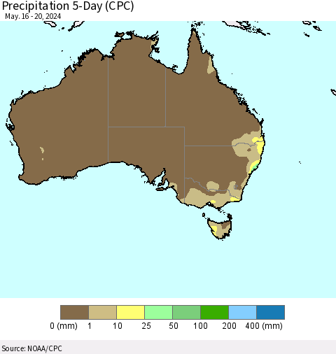 Australia Precipitation 5-Day (CPC) Thematic Map For 5/16/2024 - 5/20/2024