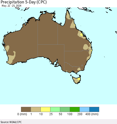 Australia Precipitation 5-Day (CPC) Thematic Map For 5/21/2024 - 5/25/2024