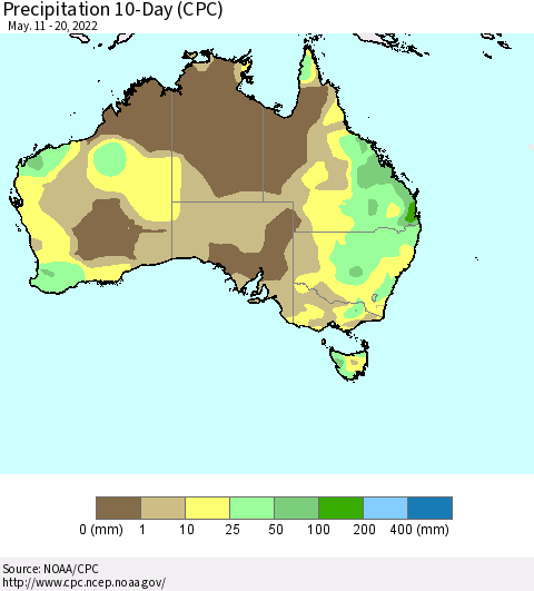 Australia Precipitation 10-Day (CPC) Thematic Map For 5/11/2022 - 5/20/2022