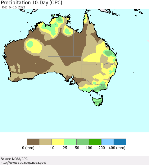 Australia Precipitation 10-Day (CPC) Thematic Map For 12/6/2022 - 12/15/2022