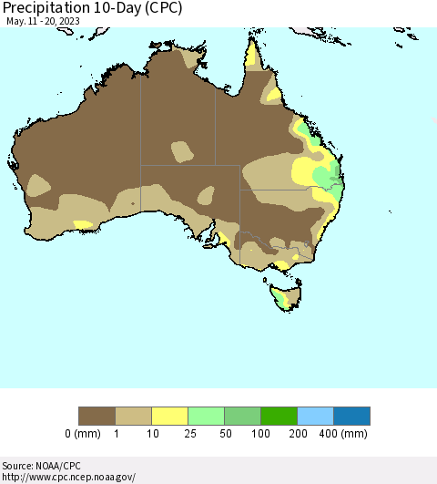 Australia Precipitation 10-Day (CPC) Thematic Map For 5/11/2023 - 5/20/2023