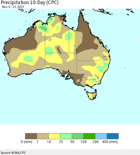 Australia Precipitation 10-Day (CPC) Thematic Map For 11/6/2023 - 11/15/2023