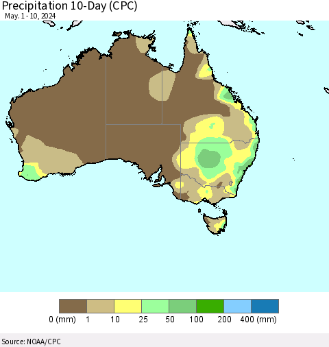 Australia Precipitation 10-Day (CPC) Thematic Map For 5/1/2024 - 5/10/2024