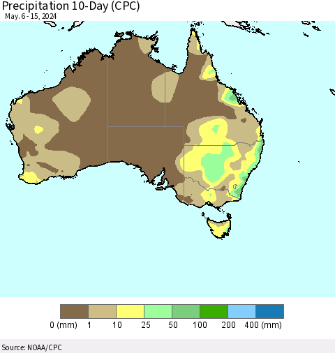 Australia Precipitation 10-Day (CPC) Thematic Map For 5/6/2024 - 5/15/2024
