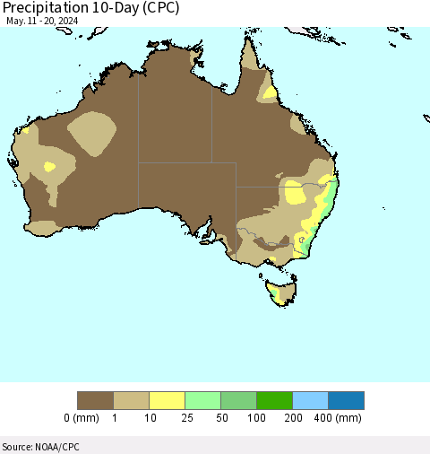 Australia Precipitation 10-Day (CPC) Thematic Map For 5/11/2024 - 5/20/2024