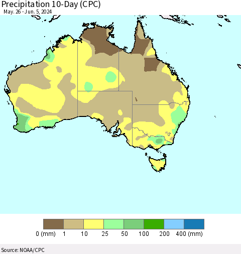 Australia Precipitation 10-Day (CPC) Thematic Map For 5/26/2024 - 6/5/2024