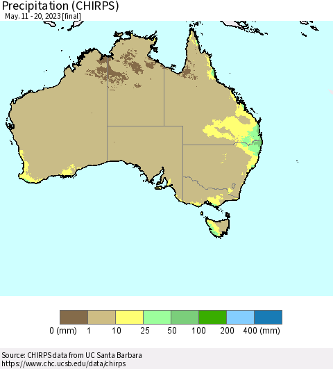 Australia Precipitation (CHIRPS) Thematic Map For 5/11/2023 - 5/20/2023