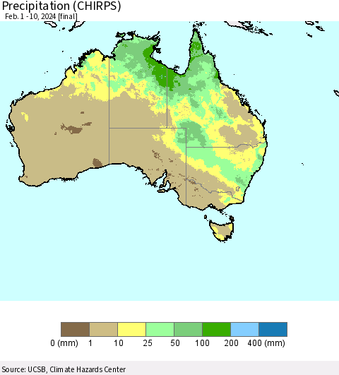Australia Precipitation (CHIRPS) Thematic Map For 2/1/2024 - 2/10/2024