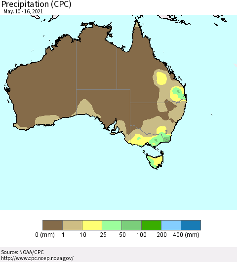 Australia Precipitation (CPC) Thematic Map For 5/10/2021 - 5/16/2021