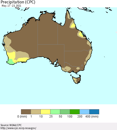 Australia Precipitation (CPC) Thematic Map For 5/17/2021 - 5/23/2021