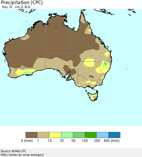 Australia Precipitation (CPC) Thematic Map For 5/31/2021 - 6/6/2021