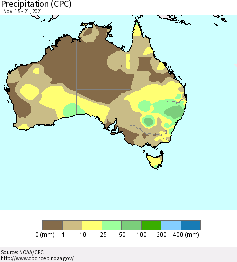 Australia Precipitation (CPC) Thematic Map For 11/15/2021 - 11/21/2021