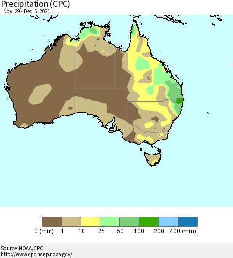 Australia Precipitation (CPC) Thematic Map For 11/29/2021 - 12/5/2021