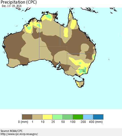 Australia Precipitation (CPC) Thematic Map For 12/13/2021 - 12/19/2021
