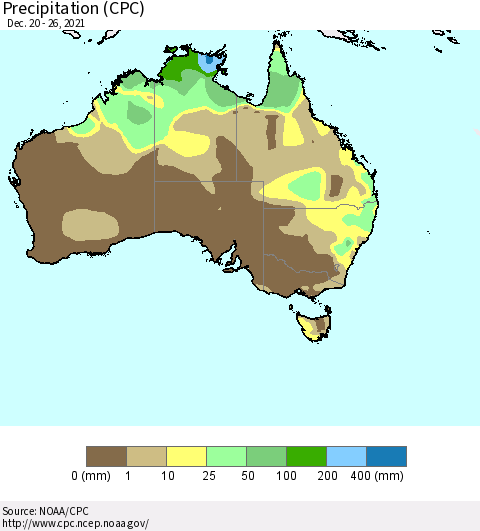 Australia Precipitation (CPC) Thematic Map For 12/20/2021 - 12/26/2021