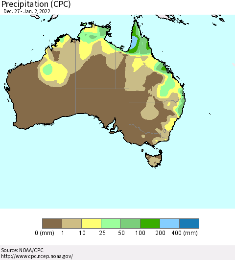 Australia Precipitation (CPC) Thematic Map For 12/27/2021 - 1/2/2022