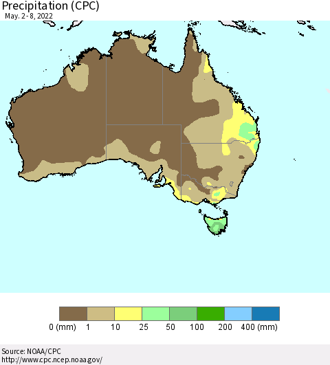 Australia Precipitation (CPC) Thematic Map For 5/2/2022 - 5/8/2022